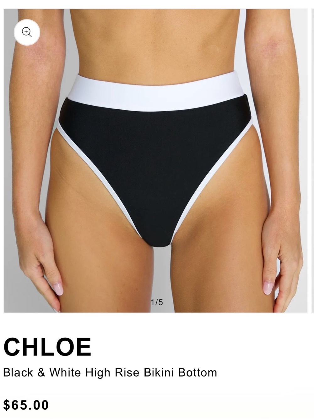 Chloe Black and White High-Rise Bikini Bottom - 93 play street
